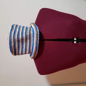 Hand Crafted Blue and Tan Boater Hat
